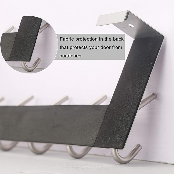 WEBI Over The Door Hook Door Hanger:Over The Door Towel Rack with 6 Hooks for Hanging Coats,Towel Hanger Door Coat Hanger Over Door Coat Rack for Towels,Clothes,Back of Bathroom,Silver
