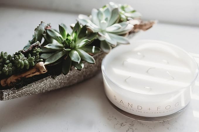 Sand + Fog Scented Candle - Vanilla Sandalwood-Additional Scents and Sizes–100% Cotton Lead-Free Wick - Luxury Air Freshening Jar Candles - Perfect Home Décor for Your Cocktail Table–34oz