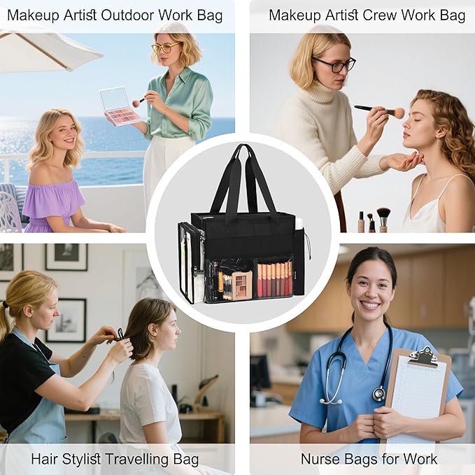 TANTO Extra Large Makeup Bag, Makeup Artist Bag Professional Cosmetic Bag Organizer Hair Stylist Travelling Duffle Bag with Adjustable Dividers Makeup Tote Bag for Makeup Beauty Lover