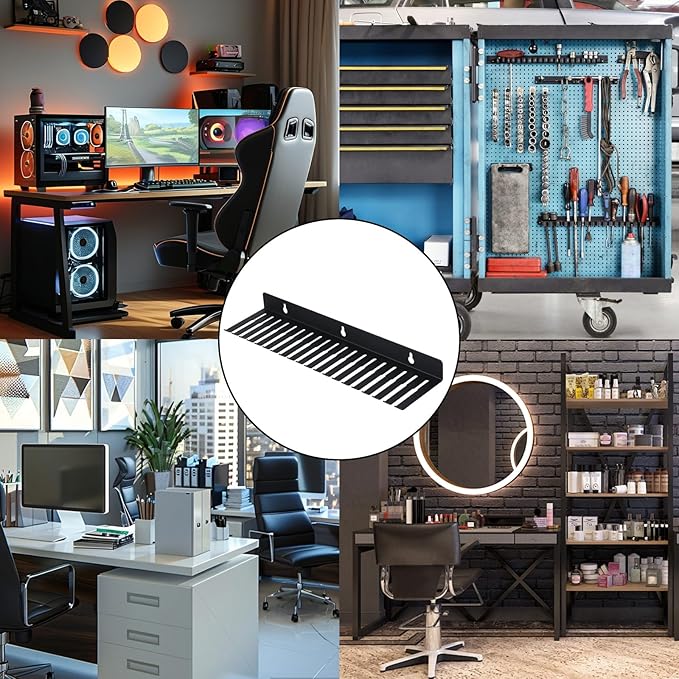 2 Pack Wall Mountable Cable Hanger Organizer, 19 Slots Cable Rack for Cord Wire Management, Cable Holder Cord Rack Organizer, 19 Slots Length 14 Inch for Cable Organizer Studio Storage