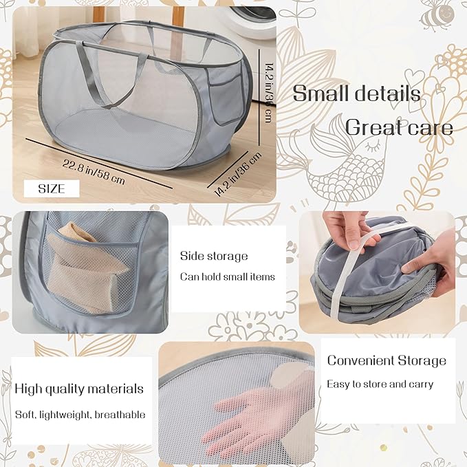 3 Pcs popup laundry hamper Sturdy Large Capacity collapsible laundry basket,Laundry Room,Toy storage,Versatile Use-Home,Camping,Dorm,Hotel,Travel