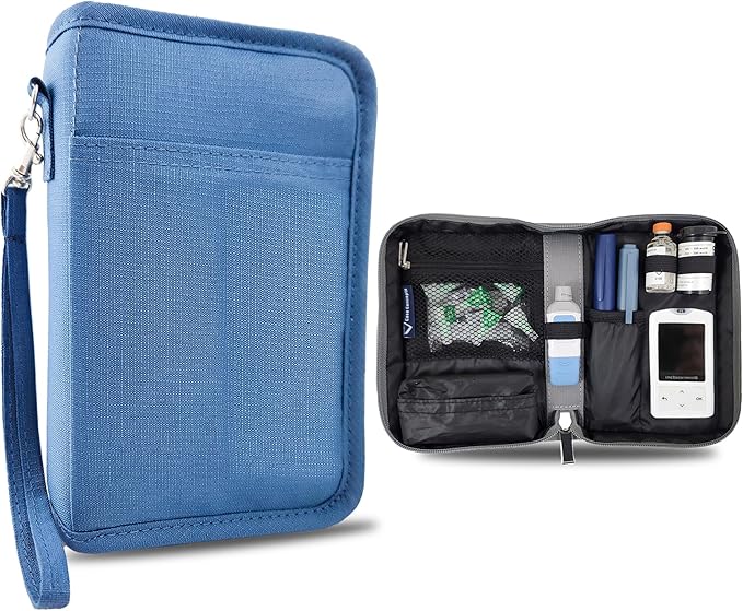 Diabetes Supplies Case – Portable Storage Case and Organizer Glucose Meter, Insulin, and Accessories - Compact, Portable (Sky Blue)