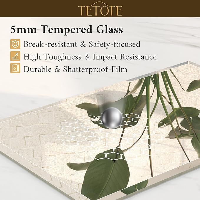 TETOTE 36" x 36" Rectangle Tempered Mirror with Frameless Beveled Edge for Vanity and Bathroom