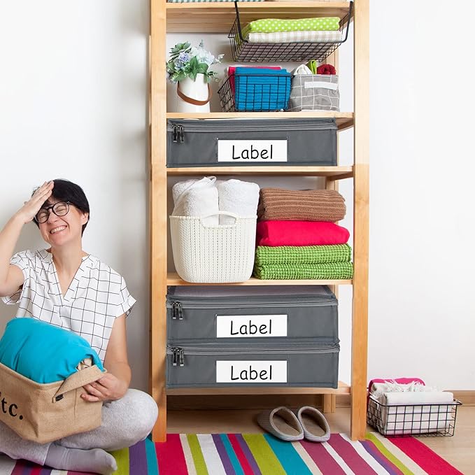 Panelee 6 Pcs 14 x 12 x 3 Inch Sweater Storage Bags Easy Gliding Zippered Sweater Package Organizer Closets Under The Bed Zippered Storage Bags with Label Pocket to Avoid Dust Dirt(Gray)
