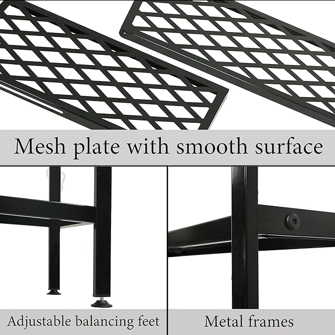 Shoe Rack, Expandable Shoes Organizer Metal Shelf Stand, 2 Tier Stackable Long Shoe Storage Holder For Closet, Floor, Entryway, Garage, Bedroom, Door Entrance For 12-18 Pairs, 45.6 inches Black