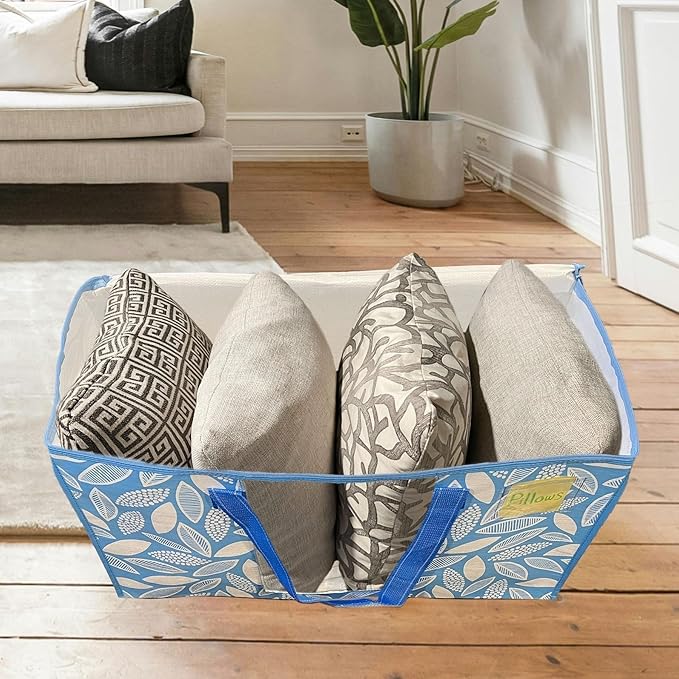 VENO 6 Pack Moving Bags, Storage Bins with lids, Packing Supplies for College, Alternative to Moving Boxes, Foldable, Heavy-Duty Tote (Spring Breeze, 6 Pack)