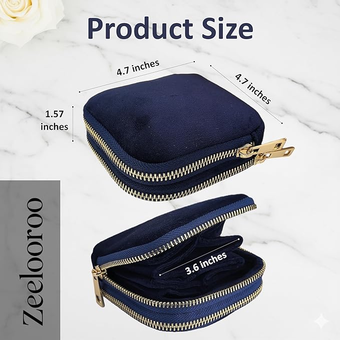 Travel Jewelry Organizer Case, Lisse Velvet 2-Layer Pouch, 11-Pocket for Necklaces, Bracelets, Earrings & Rings, Anti-Tangle Scratch-Resistant Small Jewelry Bag, Elegant Gift (Navy Blue)