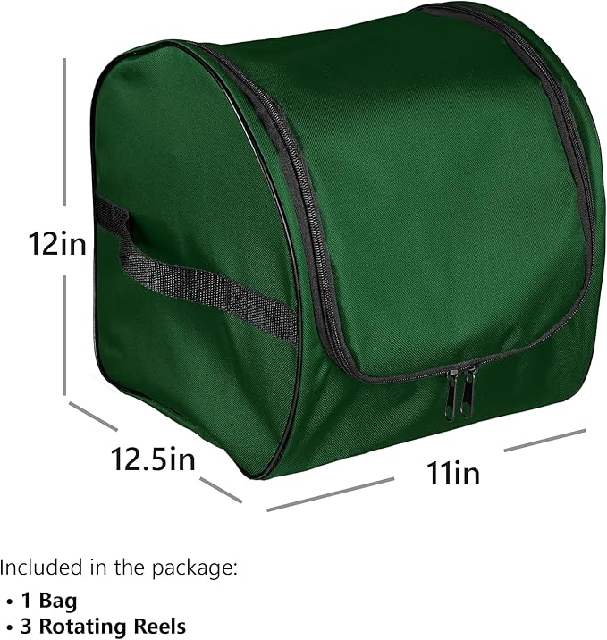 ZOBER Christmas Light Storage Reels - Christmas Light Organizer with 3 Plastic Wheels - 600D Oxford Fabric - Fits 200 Mini Lights per Spool, Lights Storage - Stitched Reinforced Handles - Green