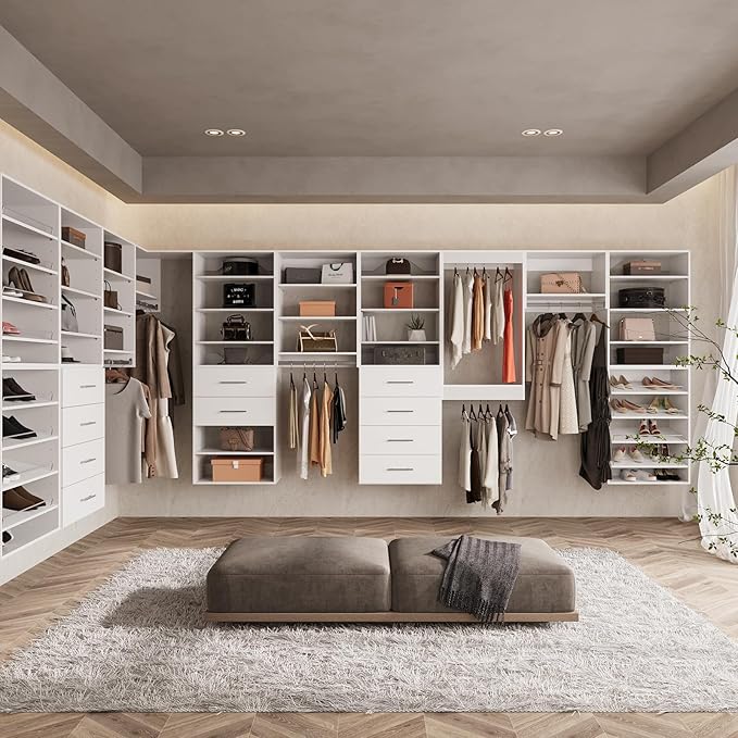 ROOMTEC 31.5" Shelf Short Tower Closet Unit, Modular Closet System with Shelf, Wardrobe Organizer for Bedroom or Walk-in Closet, Wall Mounted, Customizable Clothes Storage Unit, White