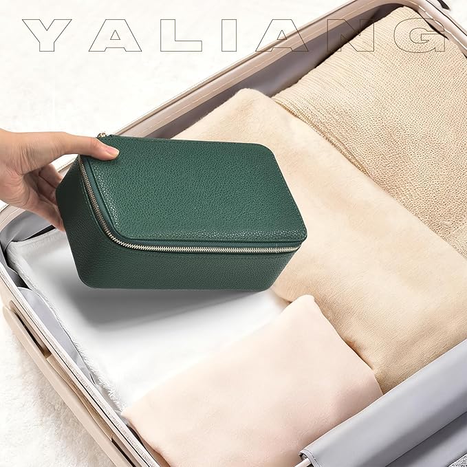Travel Jewelry Box,Jewelry Travel Organizer for Women Girl,Travel Jewelry Case with 12pcs Velvet Jewelry Pouches for Necklaces Rings Earrings Sorting Storage（Black Green）