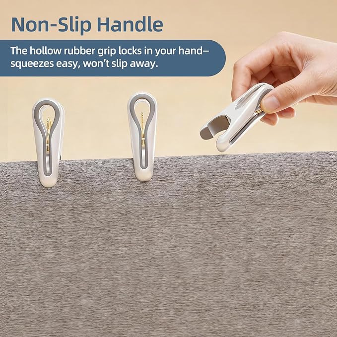 Plastic ClothesPins Heavy Duty Out door 24 Pack with Storage Box, 2.5-Inch Chip Clips with Non-Slip No-Trace Design for Laundry, Drying Clothes,Towels, Crafts, Picture, Food Clips, Home Use and Travel