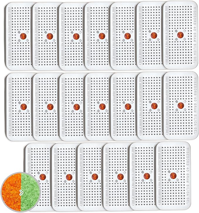 40 Gram Silica Gel Canister, 20 Packs Silica Gel Desiccant Canister (Orange to Green), Reusable Desiccant Dehumidifier