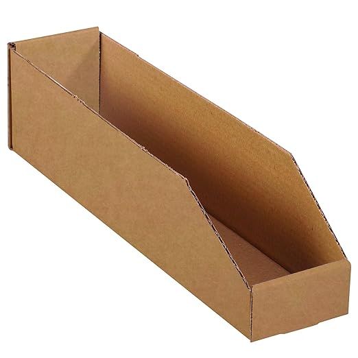 BOX USA BBINBWZ418K Open Top Bin Boxes, 4" x 18" x 4 1/2", Kraft (Pack of 50)
