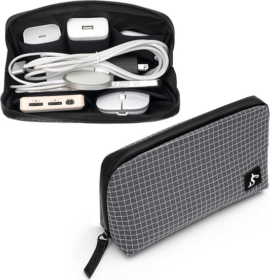 SIMTOP Small Tech Accessory Pouch Cable Organizer Bag, Compact Electronics Travel Case for Charger, Cords, Mouse & Power Bank, Water-Resistant Portable Gadget Storage for Backpack & Daily Commute