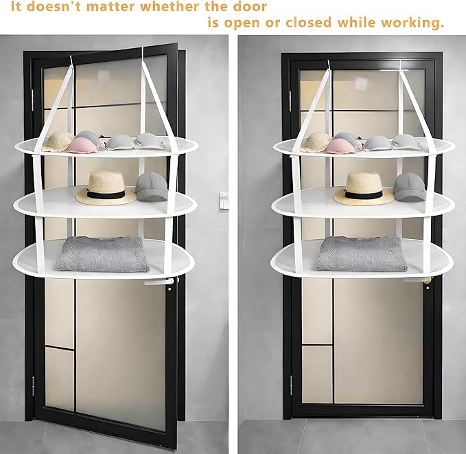 SAMJANE Sweater Drying Rack Hanging – Lay-Flat Warp-Knit Airflow Mesh for Delicates, 3-Tier Foldable Space-Saving Door-Hanging Design for Fast Drying & No Deformation in Small Spaces (White- 3 Pack)