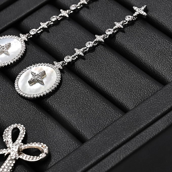 Premium Ring Display Stand Rings Tray Holder Small Ring Organizer Case PU Leather Rings/Earrings Stand Bearer(Black)