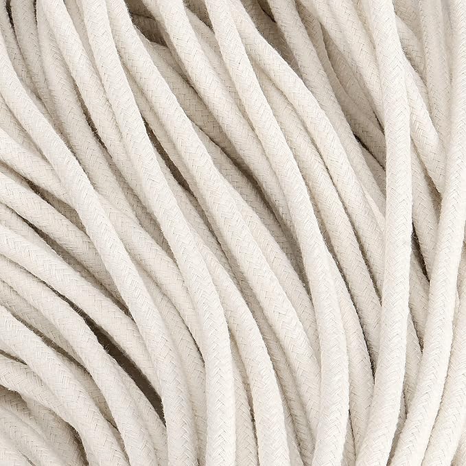 JEUIHAU 328 Feet 1/4 Inch Cotton Rope, 6mm Natural White Clothesline Rope Utility Cord for Clothes Hanging, Crafting, Macrame, Basket Making, and DIY Art Projects