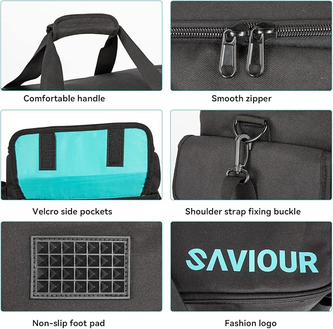 SAVIOUR DJ Cable File Bag, Detachable Padded Bottom and Adjustable Dividers, Stores Music, Audio, and Visual Cabling, Portable Travel Storage and Studio Organization (Blue)