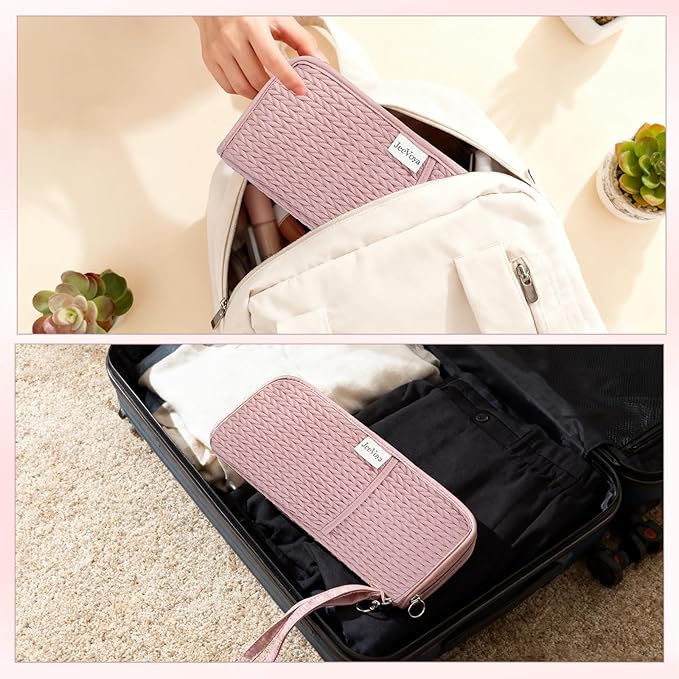 Hair Tools Organizer Bag Heat Resistant Mat Case Hot Tools Travel Bag Portable Flat Iron Pouch Case for Hair Straighteners, Curling Irons, Flat Irons and Hot Styling Tools (Pink)