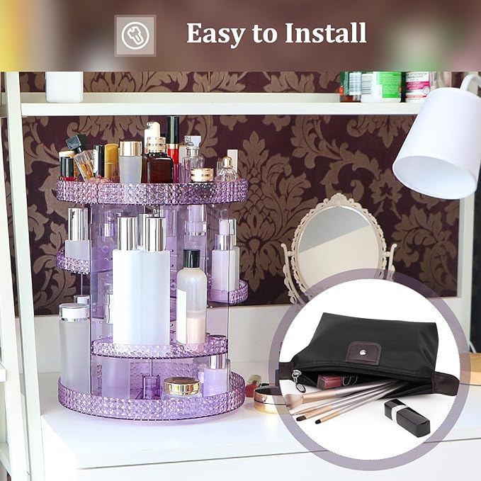 Awenia Makeup Organizer 360-Degree Rotating Plus Size, Adjustable Makeup Storage, 7 Layers Large Capacity Cosmetic Storage Unit,Fits Different Types of Cosmetics and Accessories with Makeup Bag