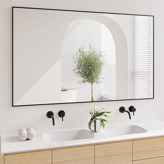 Koonmi Black Mirrors for Wall, 36x60 Inch Bathroom Mirror, Rectangular Wall Mirror for Living Room Bedroom Bathroom, Hangs Horizontally or Vertically