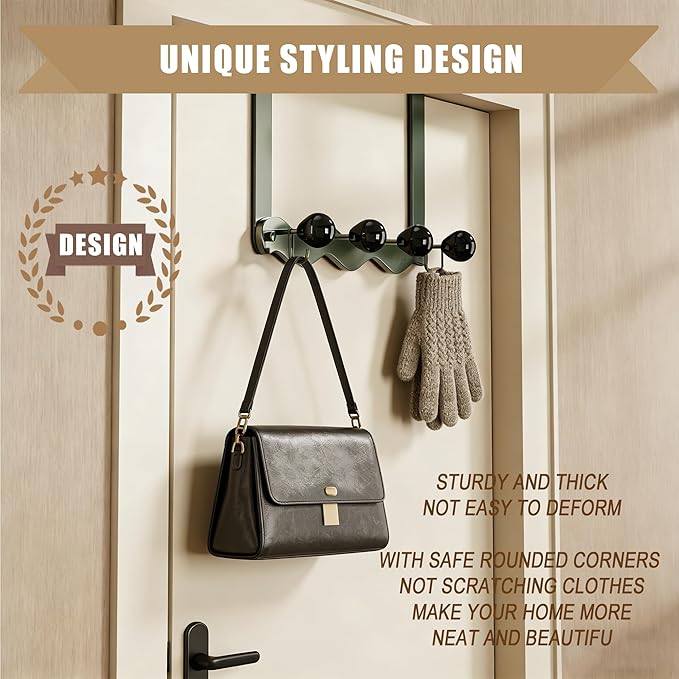 Over Door Coat Rack, Coat Hooks for Door Coat Hanger, Towel Hanger for Bathroom, Door Hanger Hooks, Hooks for Hanging Hat Key Towel Purse Robes Mudroom Entryway