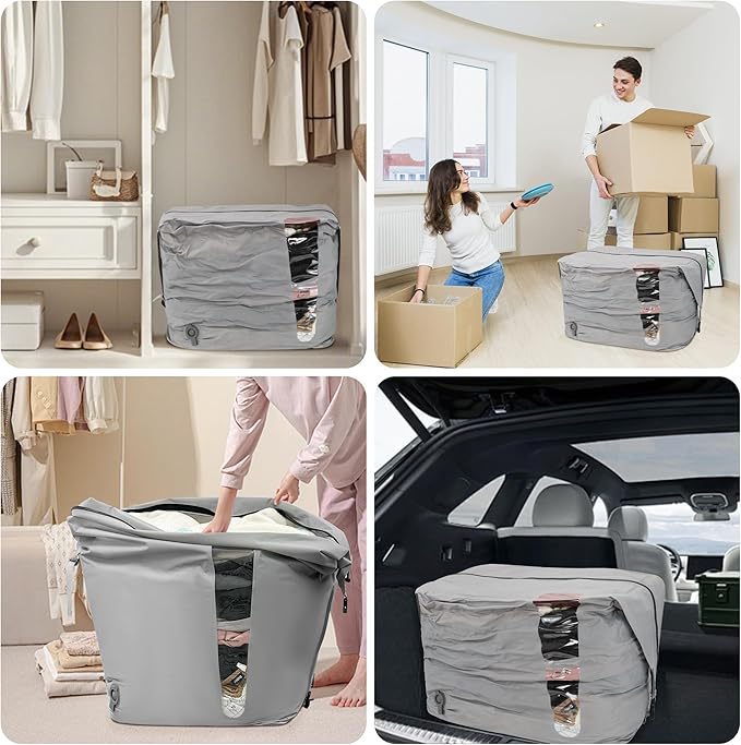 Reusable Vacuum Compression Space Saver Bag,Waterproof Professional IP67 Zip Vacuum Bags for Packing Organizers,Lightweight Compression Packing Bags for Home Family(No Pump)