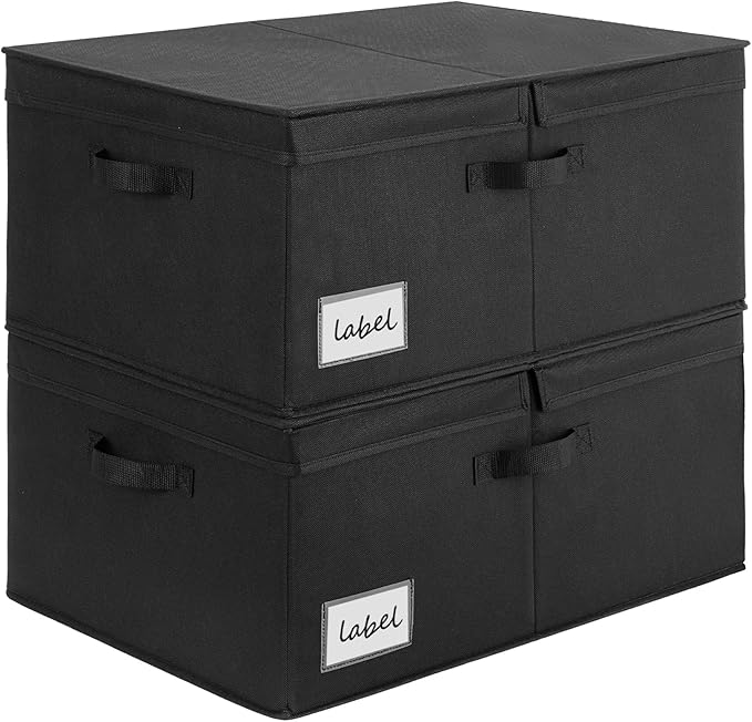 GRANNY SAYS Decorative Storage Boxes with Lid, Large Storage Bins with Double-Open Lid, Fabric Storage Bin for Clothes, 63L Closet Linen Storage Bin, Black, 2-Pack