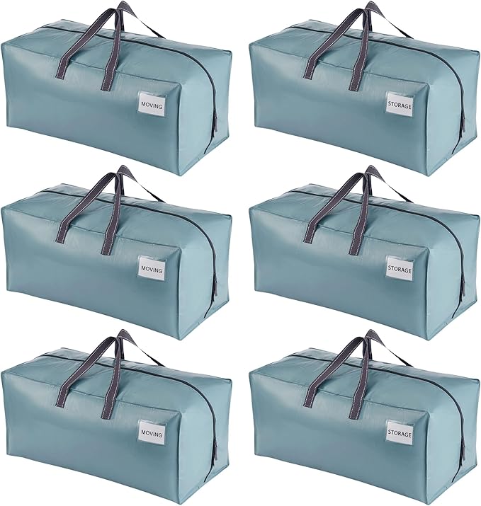 VENO 6 Pack Heavy Duty Moving Bags with Backpack Straps, Zippers & Handles, Extra Large Packing Bags for College Dorm Essentials, Moving Supplies Alternative to Cardboard Moving Boxes