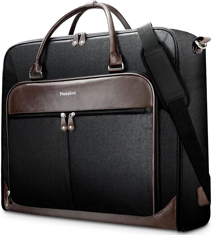 Garment Bag Travel Large Carry On Suit Bag with Strap for Business Hanging Suitcase Luggage Bags for Men Women (Black-Brown)