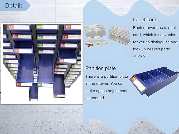 Tool Storage Cabinet Without Door 75 Drawers Hardware Organizer Cabinet for Storing Sample, Metals and Electronic Element Blue