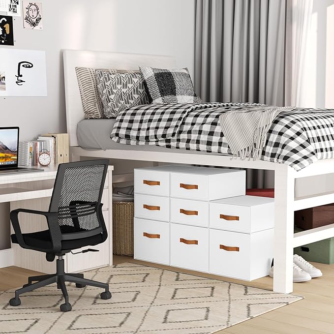 DIMJ Closet Organizers and Storage - Fabric Storage Bins with Drawers Stackable Closet Bins with Labels for Clothes, Sweaters, Bedding, Collapsible Storage Cubes for Bedroom, Living Room, Shelf