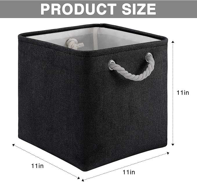 Oterri 6 Pack Cube Storage Bins, Foldable Storage Cubes, 11x11 Inch Fabric Cubes Storage Basket, Decorative Storage Basket for Home, Shelves, Nursery Organizers(Black)