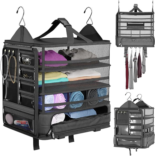 Voyaj Hanging Suitcase Organizer for Travel - Carry on Closet Suitcase, Hanging Luggage Organizers, Travel Organizer - Easily Fits Carry On Luggage for Wrinkle Free Packing