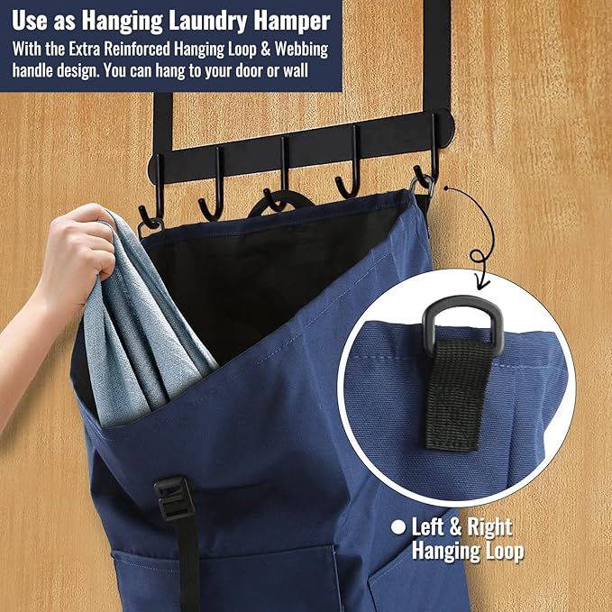 Laundry Bag Backpack, 125L Extra Large Laundry Backpack with Shoulder Straps, Adjustable Extendable Laundry Hamper Bag with 3 Pockets for College, Travel, Camping (Dark Blue)