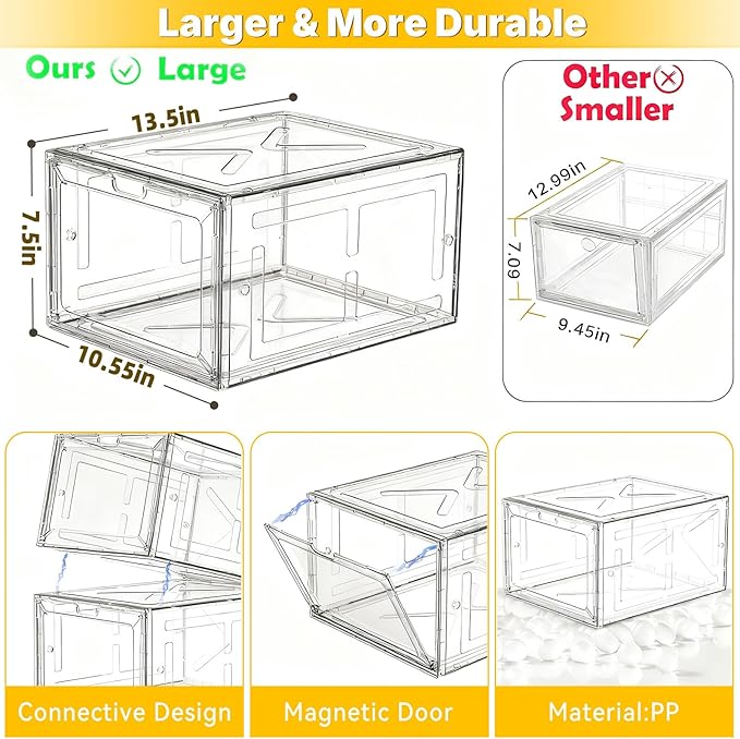 Pink Magnetic Closure Multi-Purpose Storage Box Thickened Rigid Stackable Shoe Box for Sneakers & Heels Dimensions: 13.5“ x 10.5” x 7.5" Wardrobe Organization for Perfume & Valuables — 1-Piece Set