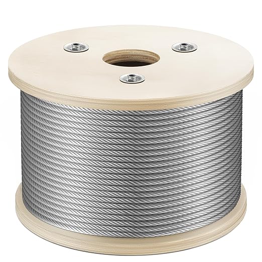 WAYSKA Stainless Steel Cable 3/16 Inch, 500FT 304 Stainless Steel Wire Rope, 7 x 19 Strands Construction for Deck Cable Railing Systems, Clotheslines, Ziplines, and DIY Balustrades
