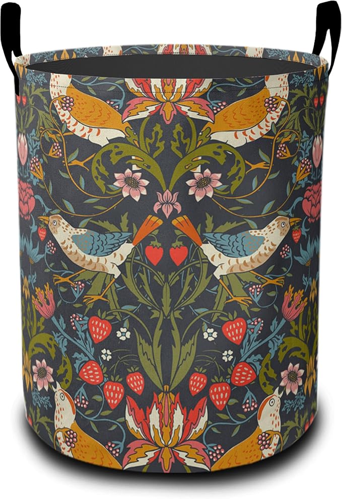 Laundry Basket, William Morris Floral Oxford Cloth Laundry Hamper With Handle Foldable Portable Clothes Storage Basket Storage Bag For Laundry Room/Bathroom/Bedroom/Dormitories
