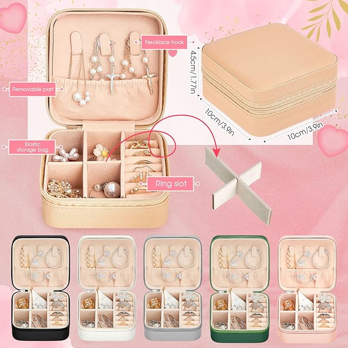 Taiyin 6 Pcs Travel Jewelry Case, Valentines Day Gifts for Her- Small Jewelry Organizer Box Bridesmaid Gifts for Women Girls (Multicolored)