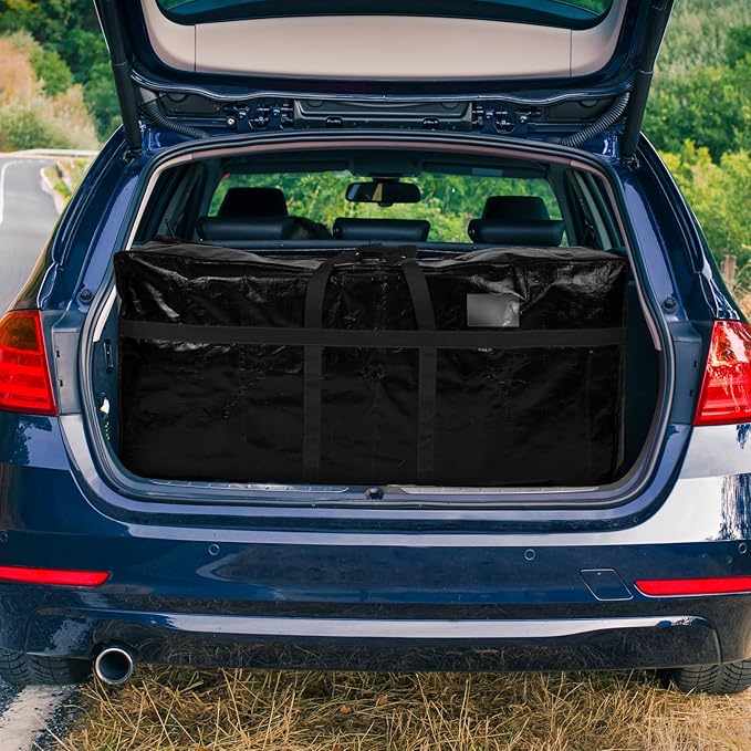 4 Pcs 66 Gallon Extra Large Moving Bags Heavy Duty Storage Bag with Strong Zipper Handle Foldable XXL Jumbo Storage Tote Packing Moving Box for College Dorm Travel Cloth Duffle (Black, Blue)