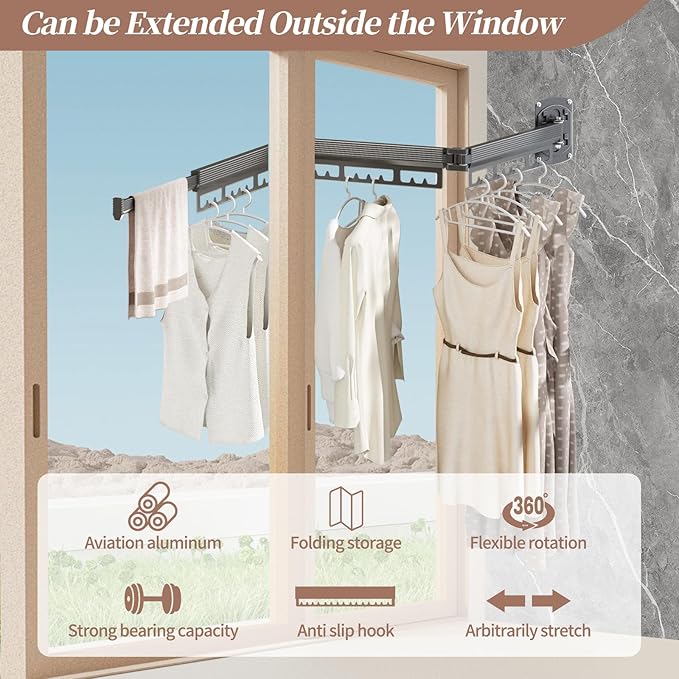 The Gospel of Tiny Homes!Clothes Drying Racks Wall Mounted,Foldable,Space-Saving Laundry Solution for Apartments and Bathrooms,Durable Metal Design (White)
