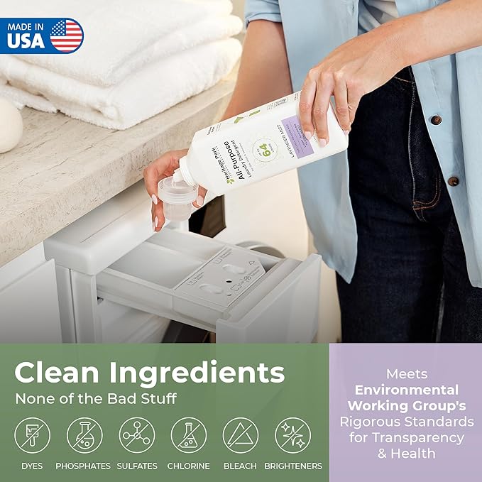 Heritage Park Luxury Laundry Detergent | Dermatologist Tested Plant based Natural & Enzyme Laundry Detergent | Sensitive Skin Friendly - Lavender Mist (64 fl oz Refill)