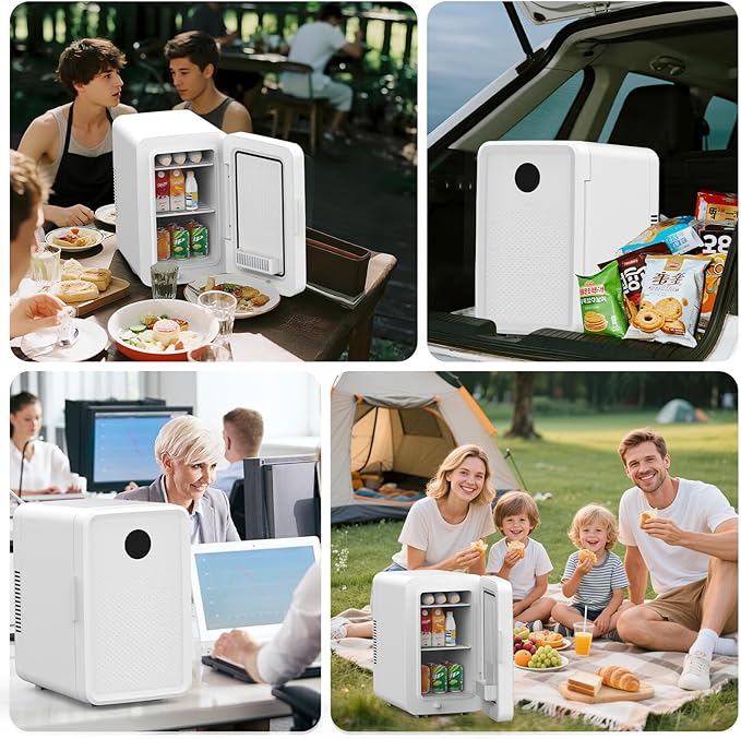 13L/22L Mini Fridge for Bedroom, Personal Small Refrigerator for Skin Care, Cosmetics, 110V/12V Portable Refrigerator Cooler & Warmer for Drinks, Food, Beauty, Makeup, Dorm, Car, Office