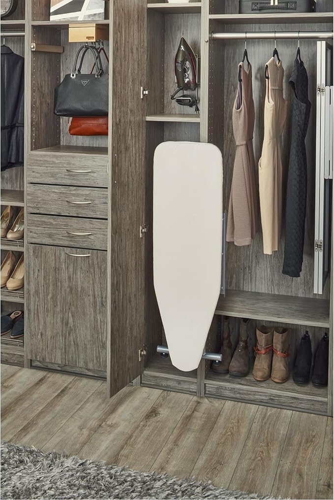 Rev-A-Shelf Sidelines Premiere Pop Up Ironing Board for Custom Laundry/Closet Systems w/Soft-Close, Metal Frame, & Adjustable Feet, CPUIBSL-14-SM-1