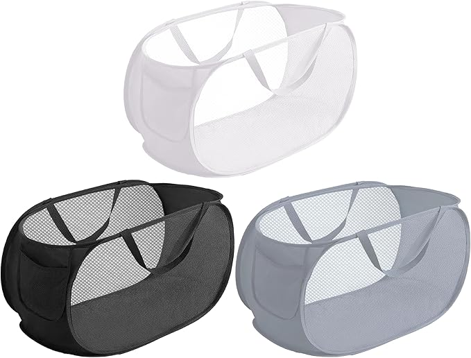 3 Pcs popup laundry hamper Sturdy Large Capacity collapsible laundry basket,Laundry Room,Toy storage,Versatile Use-Home,Camping,Dorm,Hotel,Travel