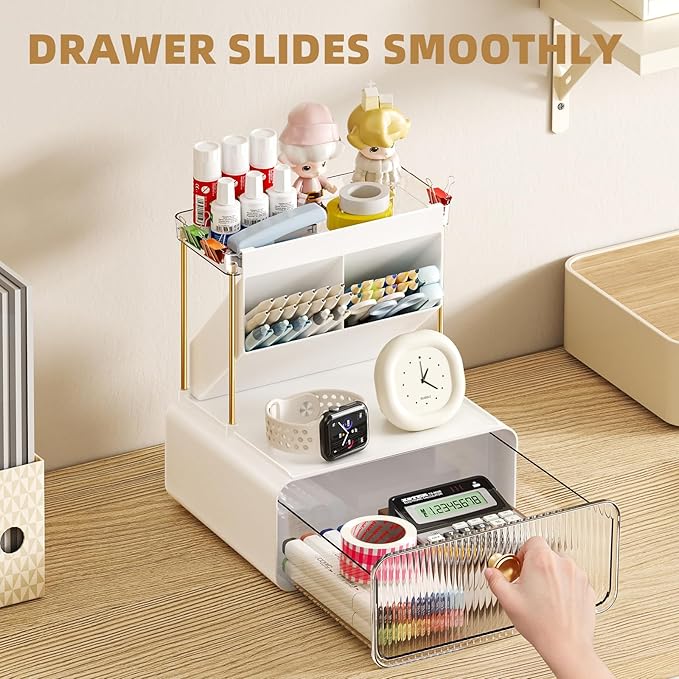 3-Tier Bathroom Makeup Organizers and Storage, Makeup Vanity Organizer, Bathroom Countertop Organizer, Dorm Room Essentials，Makeup Brush Holder, Desk, Perfume, Office, Jewelry and Skincare Organizers