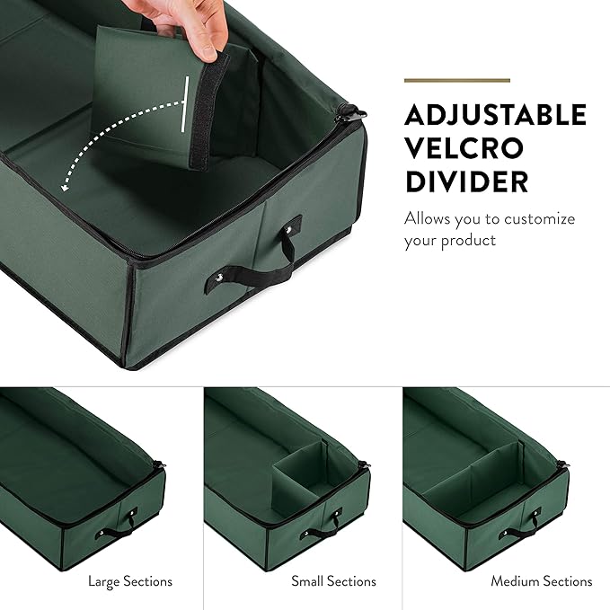 ZOBER Gift Wrapping Paper Organizer Storage - 40" Gift Wrap Storage Containers with Interior Pockets for Bows, Tags & Ribbons - Wrapping Paper Holder, 600D Oxford, Fits 24 Standard Rolls, Green/Black