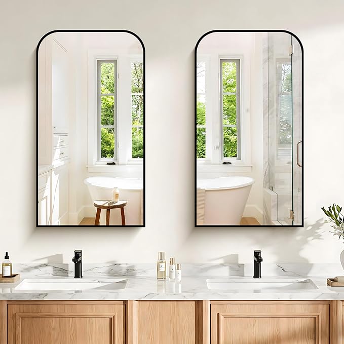 Bathroom Mirror, 20x36 inch Black Rectangle Wall Mounted Mirror with Thin Frame, Bathroom Vanity Mirrors for Over Sink, Entryway, Living Room, Bedroom
