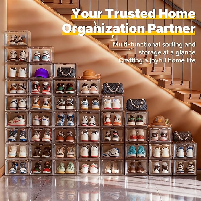 1 Pack Green Stackable Shoe Box for Men’s Sneakers, Magnetic Drop-Front Organizer for Closet or Display, Fits Shoes up to Size 13 – 13.5 x 10.55 x 7.5 In