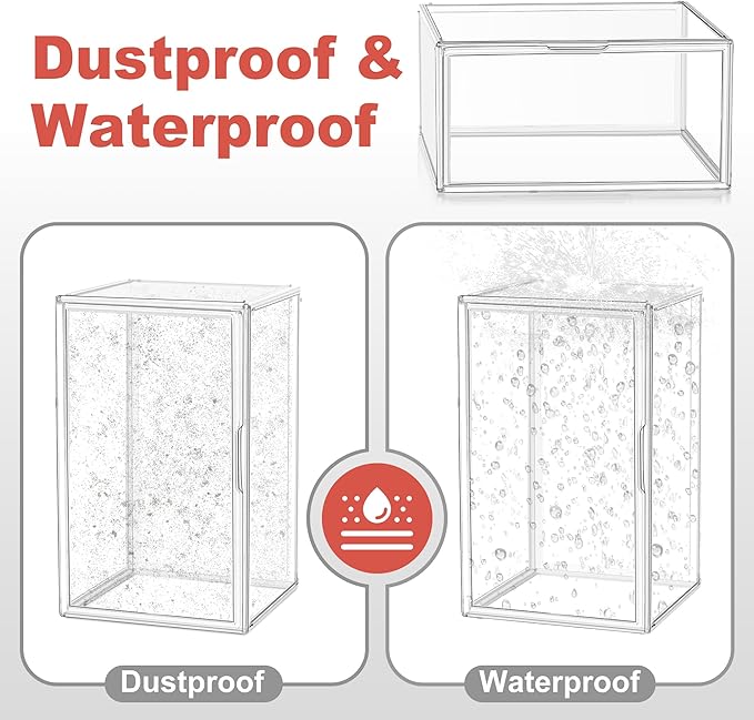 23.6 inch Tall Acrylic Display Case Stackable Boot & Shoe Boxes Thickened Clear Acrylic Display Cases for Collectibles Figures Doll Dustproof Sneakers Helmet Storage Box 13.8'' x 12.2'' x 23.6''